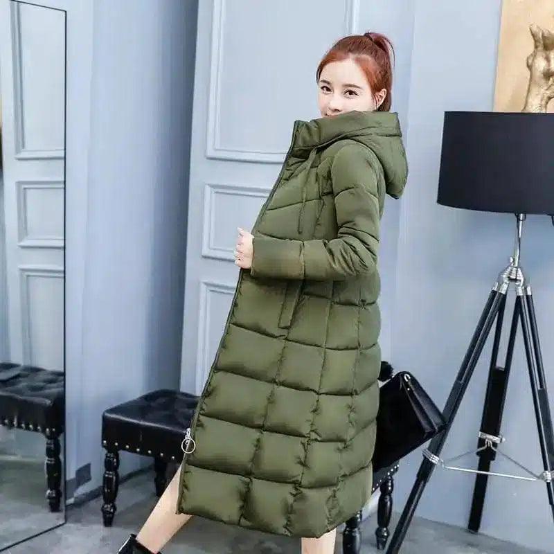 LOVEMI - Lovemi - Long-length knee-length solid hooded cotton coat