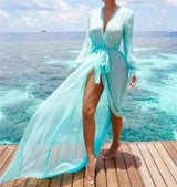Lovemi -  Long sleeve chiffon sunscreen cardigan Maxi Dresses LOVEMI Blue S Q1 pc