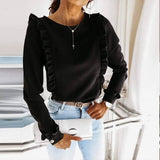 Lovemi -  Long Sleeve Fashion Simple Crinkle Shirt Blousse LOVEMI  Black S 