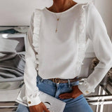Lovemi -  Long Sleeve Fashion Simple Crinkle Shirt Blousse LOVEMI  White S 