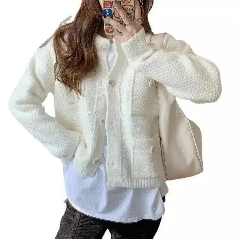 Warm Knit Cardigan with Pockets for Women-1