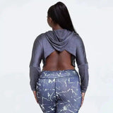 Cropped Hoodie & Athletic Leggings Set-Grey-2