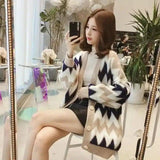 Lovemi -  Loose rhombus contrast knit cardigan Sweaters LOVEMI   