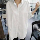 Lovemi -  Loose V-neck white shirt Blousse LOVEMI White S 
