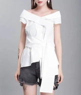 Lovemi -  Off-the-shoulder sleeveless shirt top top LOVEMI White One size 