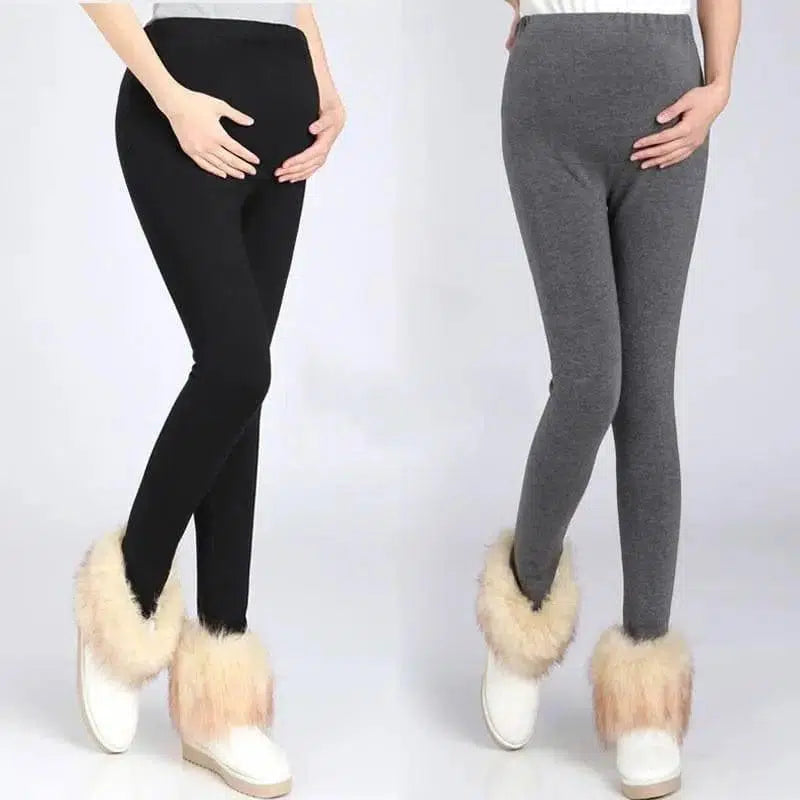 Pregnant Women Thickened Plus Velvet Winter Warm Pants-1