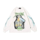 Lovemi -  Printed loose long-sleeved cotton tee Outerwear & Jackets Men LOVEMI White M 