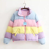 LOVEMI - Lovemi - Rainbow contrast color loose padded coat jacket