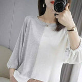 LOVEMI - Lovemi - Round Neck Pullover Slim Slimming Shirt Color