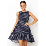 Ruffled sleeveless strapless skirt-DarkBlue-79