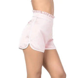 LOVEMI - Lovemi - Satin High Ruffled Waist Shorts