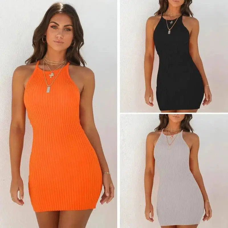 LOVEMI - Lovemi - Sexy Ribbed Small Sling Dress