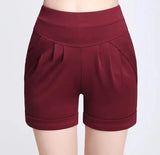 Shorts Chiffon Women Cotton Casual-Redwine-26