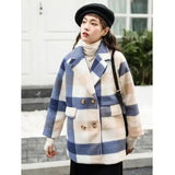 LOVEMI - Lovemi - Small Mid-length Plaid Cashmere Woolen Coat