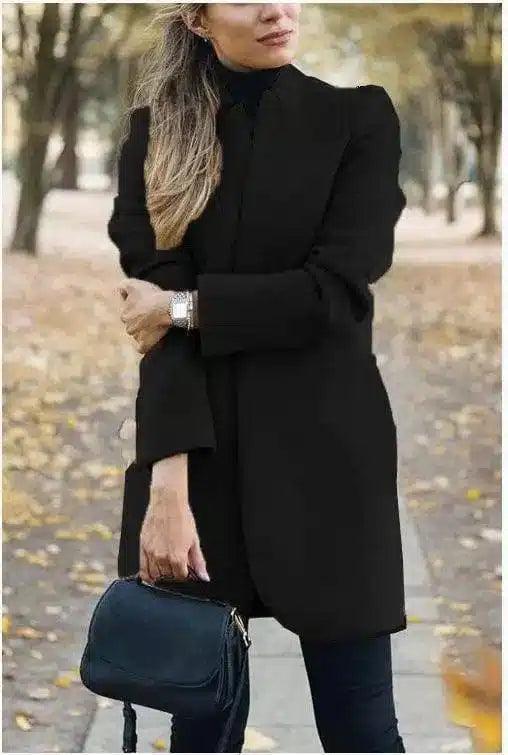 LOVEMI - Lovemi - Solid color collar woolen coat