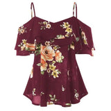 LOVEMI - Lovemi - Strapless floral chiffon shirt