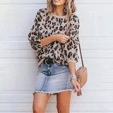 LOVEMI - Lovemi - Street Long Sleeve Lantern Sleeve Loose Leopard