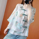 LOVEMI - Lovemi - Summer retro printed cotton and linen shirt