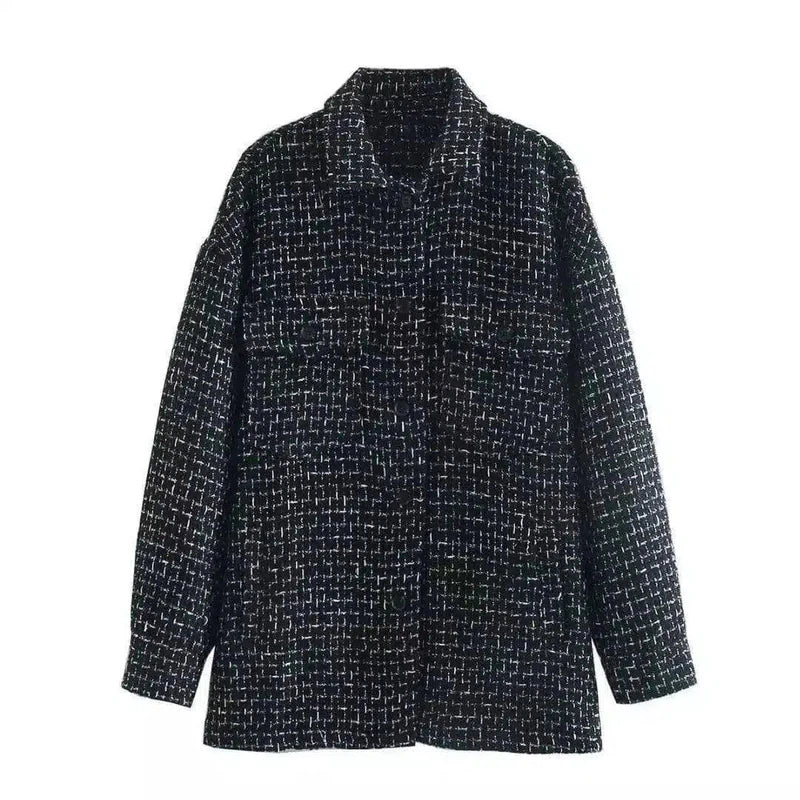 LOVEMI - Lovemi - Textured Coat Lapel Single Breasted Woolen Top