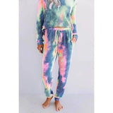 LOVEMI - Lovemi - Tie-Dye Printed Round Neck Long-Sleeved Casual