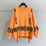 Lovemi -  Turtleneck sweater letter holes Hoodies LOVEMI Orange One size 
