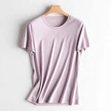 LOVEMI - Lovemi - V-neck mercerized cotton T-shirt