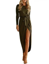 Lovemi -  Versatile Wrap Midi Dress in Assorted Colors Midi Dresses LOVEMI  ArmyGreenlong S 