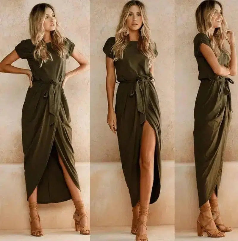 Versatile Wrap Midi Dress in Assorted Colors-4