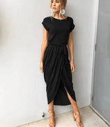 Lovemi -  Versatile Wrap Midi Dress in Assorted Colors Midi Dresses LOVEMI  Black XS 
