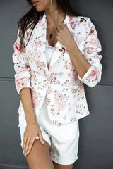 Lovemi -  Vintage Vibes Lapel Collar Blazer Jackets LOVEMI White flower S 