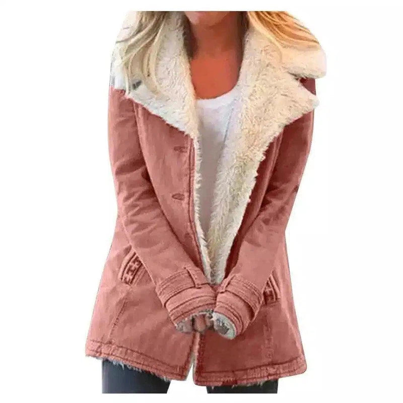 LOVEMI - Lovemi - Women Plus Size Warm Coats Composite Plush Button