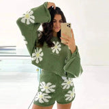 LOVEMI - Lovemi - Women's Fashion Casual Color Flower Woolen Suit