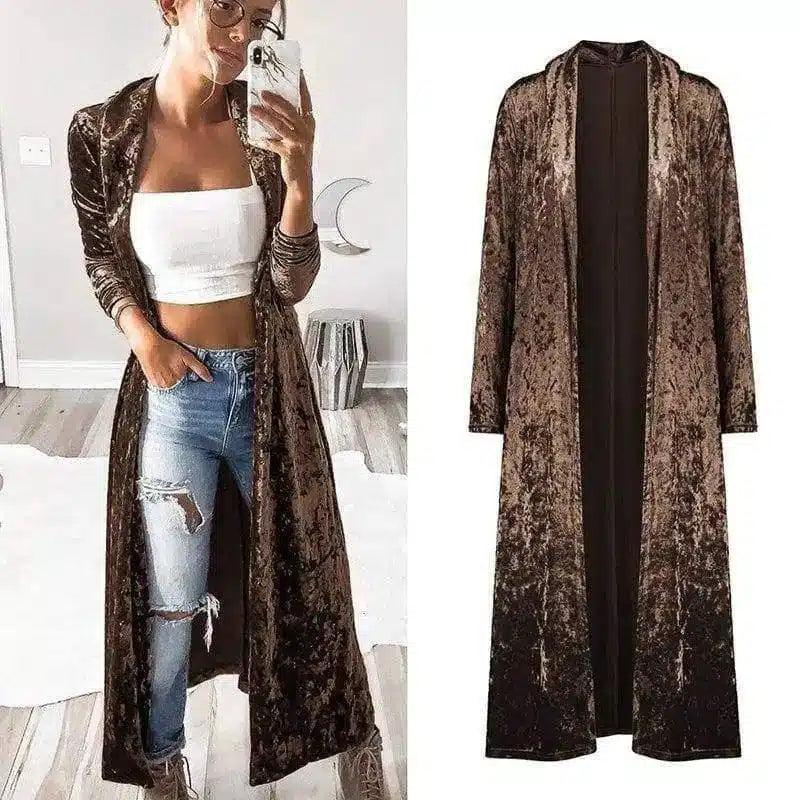 LOVEMI - Lovemi - Women's fashion velvet jacket autumn long coat