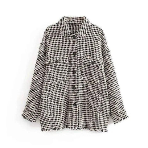 LOVEMI - Lovemi - Women's loose twill tweed Chiffon tweed coat