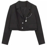 LOVEMI - Lovemi - Women's Short Black Suit Jacket With Chain