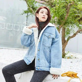 LOVEMI - Lovemi - Women's winter lamb wool denim jacket