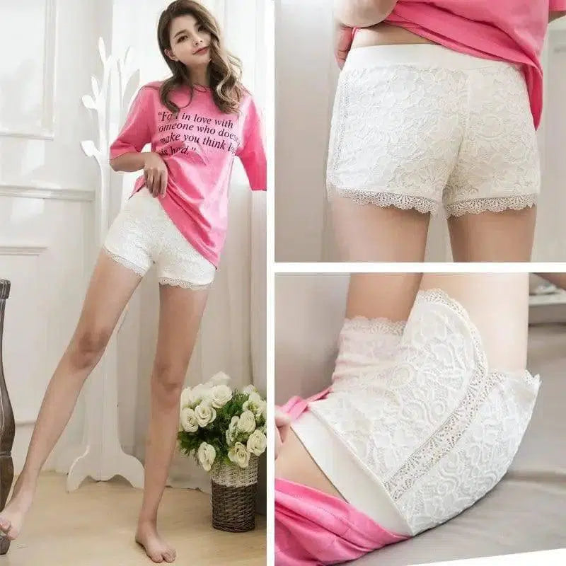 Women Shorts Lace Shorts Short Pants Lady Casual Black White-2