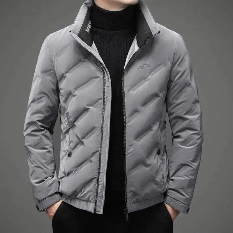 Youth down jacket short padded lapels keep warm trend-Grey-4