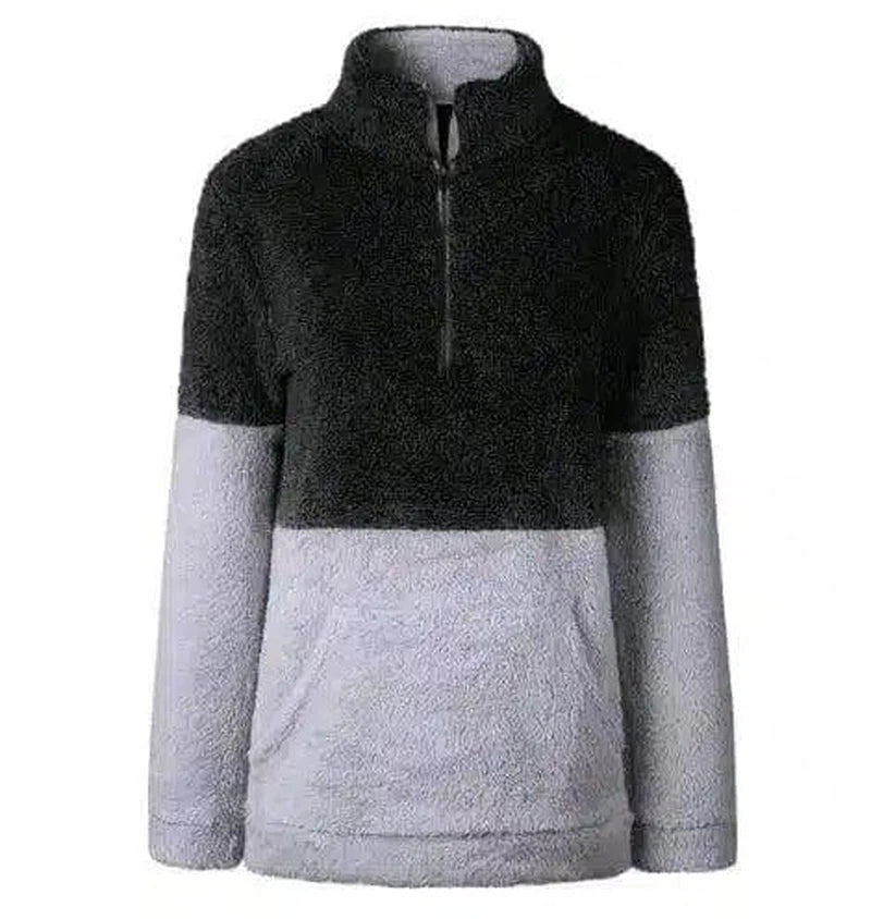 Fleece Zip-Up Pullover for Warmth & Comfort-Black-1