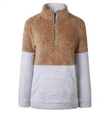 Fleece Zip-Up Pullover for Warmth & Comfort-Brown-4