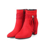 Low heel suede ankle boots women England-1 Red-4