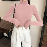 LOVEMI  Ltop Pink / M Lovemi -  All-matching Solid Color Turtleneck Bottoming Shirt Women's Slim-fit Long Sleeve