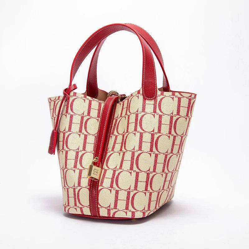 Luxury Brand Fashion Women's Handbag PVC Jacquard Texture-Red-7