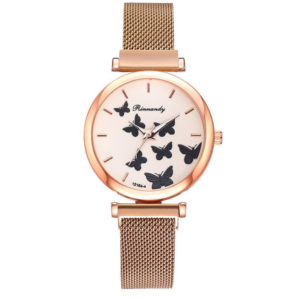 Magnet buckle leisure watch-Gold and black-14