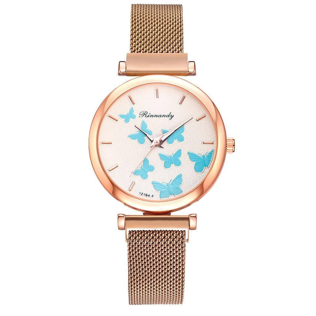 Magnet buckle leisure watch-Gold and blue-9