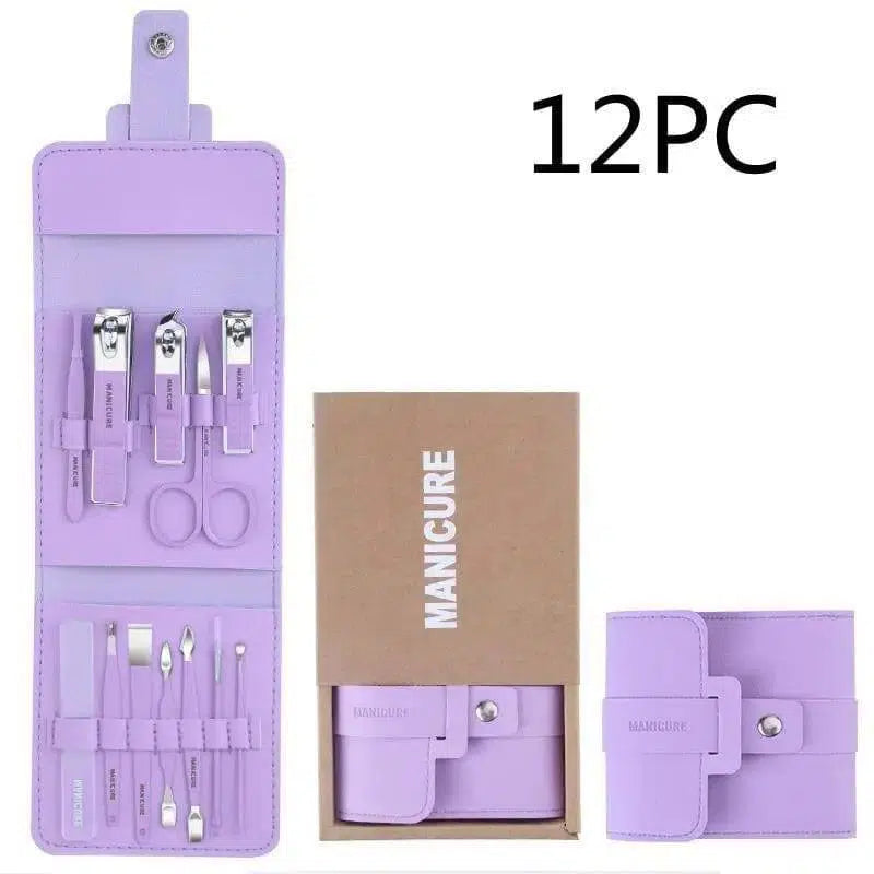 Make Up 16 Pcs Nail Clippers Nail Cutter Nail Scissors With-Purple-11