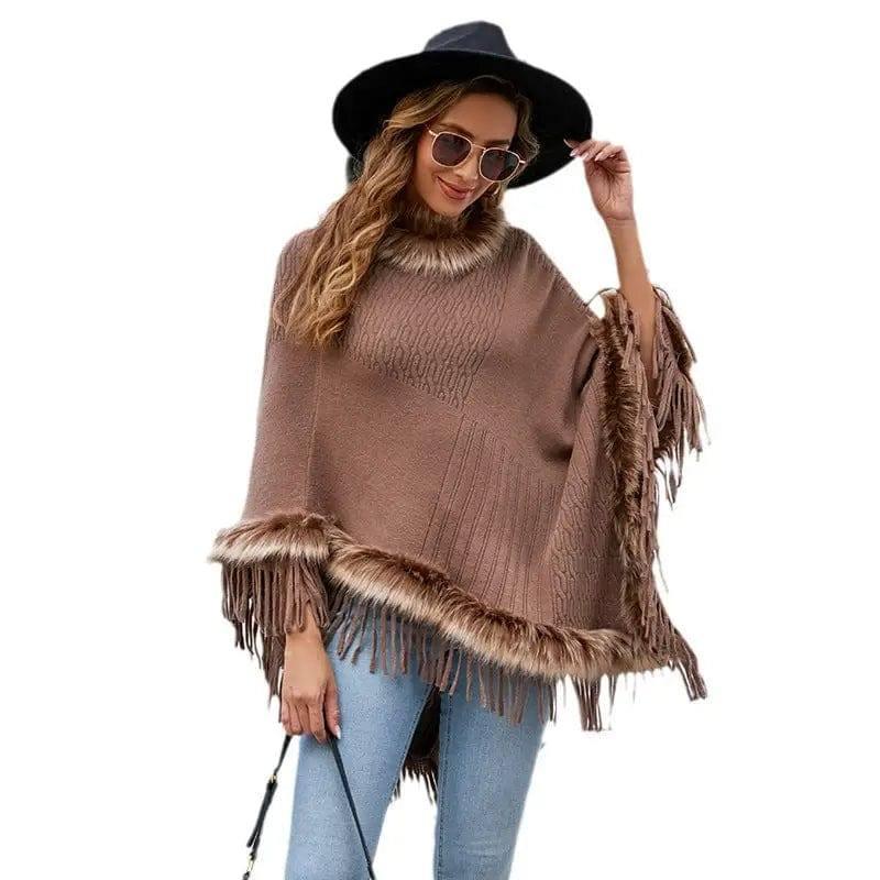 Mao Mao Yu Foreign Trade Knitted Tassel Cloak For Women-2