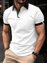 Men's Casual Button Solid Color Short Sleeves 0 LOVEMI  White S 