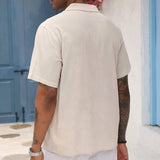 Men's Casual Loose Solid Color Pocket Shirt-7