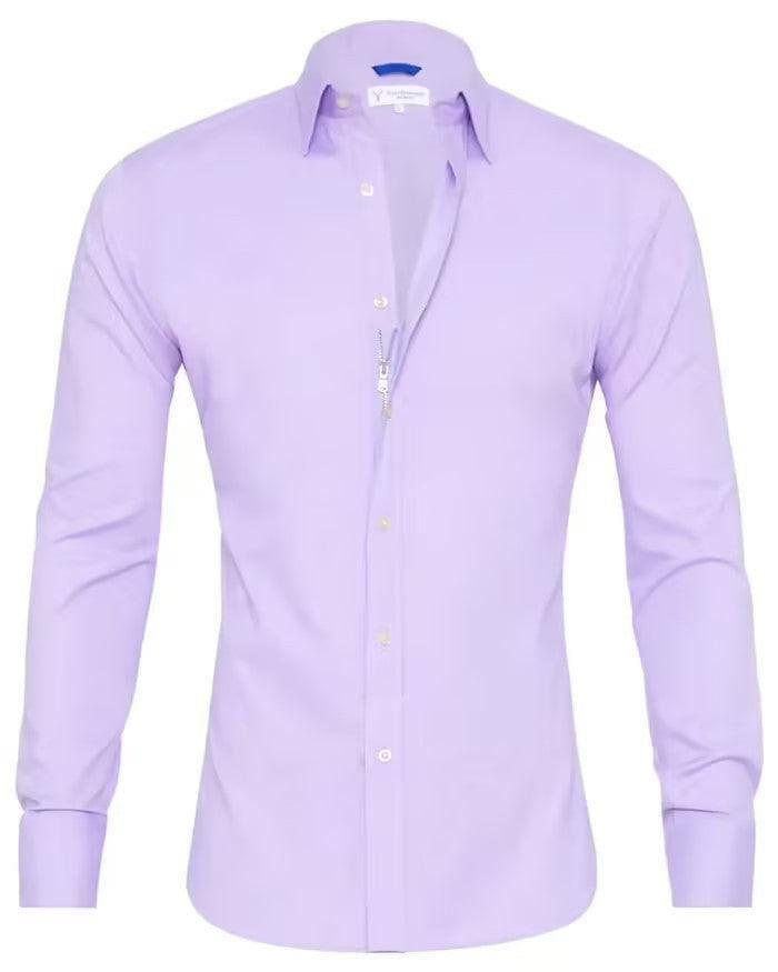 Men's Shirt Zipper Shirt Hidden Fake Button-Lavender Purple-6